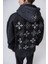 Erkek Muse Baskılı Yıkamalı Kapüşonlu Oversize Hoodie Siyah 5