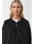 Kadın Fermuarlı Uzun Kollu Kalçayı Kapatan Kapüşonlu Sweatshirt Black 6