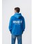 Erkek Dopamine Hit Baskılı Kapüşonlu Oversize Hoodie Mavi 1