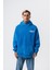 Erkek Dopamine Hit Baskılı Kapüşonlu Oversize Hoodie Mavi 2