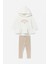 Kız Çocuk Kapüşonlu Eşofman Takımı – Bonjour Baskılı, Krem Üst ve Bej Tayt, Mevsimlik Rahat Kalıp| Kr Kids Boutique 2