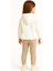 Kız Çocuk Kapüşonlu Eşofman Takımı – Bonjour Baskılı, Krem Üst ve Bej Tayt, Mevsimlik Rahat Kalıp| Kr Kids Boutique 4