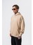 Erkek Far From Basic Nakışlı Kapüşonlu Oversize Hoodie Bej 2