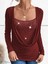 Kadın Uzun Kollu Derin Degaje Yakalı Taşlı Sandy Bluz 2