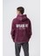 Erkek Dopamine Hit Baskılı Kapüşonlu Oversize Hoodie Vişne 1