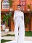 Beyaz Hologram Payetli Şifon Bluz Detaylı Tulum 1