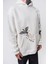 Erkek No Perch Nakışlı Kapüşonlu Oversize Hoodie Ekru 4