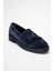 Milina Lacivert Süet Püsküllü Hakiki Deri Kadın Loafer Ayakkabı 3