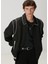 Siyah Keten Bomber Mont 1