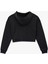 Rahat Kalıp Kanguru Cepli Fermuarlı Yıkamalı Kapüşonlu Crop Sweatshirt 2