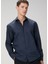 Lacivert Oversized Poplin Gömlek 2