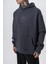 Erkek Garden Baskılı Kapüşonlu Oversize Hoodie Füme 5