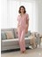 Kadın Pembe Düğmeli Pijama Takımı 1