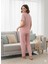 Kadın Pembe Düğmeli Pijama Takımı 2