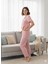 Kadın Pembe Düğmeli Pijama Takımı 4