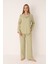 Yeşil Straight Önden Düğmeli Pijama Takım 1
