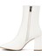 Kadın Krem Fermuarlı Kalın Topuklu Deri Bot 25WFD130818 4
