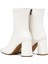 Kadın Krem Fermuarlı Kalın Topuklu Deri Bot 25WFD130818 7