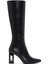 Kadın Siyah Fermuarlı Topuklu Deri Çizme 25WFD131518 1