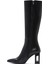 Kadın Siyah Fermuarlı Topuklu Deri Çizme 25WFD131518 4
