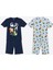 Yeni Sezon Bisiklet Yaka Erkek Çocuk Şortlu Pijama Takımı 2'li 1