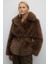 Bele Oturan Lastikli ve Çıtçıt Detaylı Peluş Mont Kahve K2617503_005 1