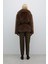 Bele Oturan Lastikli ve Çıtçıt Detaylı Peluş Mont Kahve K2617503_005 3