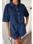 Taş Detaylı Gömlek Şort Denim Takım 10175 3