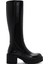 Kadın Siyah Fermuarlı Kalın Topuklu Deri Çizme 25WFD510618 1