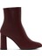 Kadın Bordo Fermuarlı Kalın Yüksek Topuklu Deri Bot 25WFD131418 1