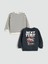 Yeni Sezon Bisiklet Yaka Baskılı Erkek Çocuk Sweatshirt 2'li 1