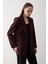 Mürdüm Çizgili Astarlı Kolu Katlamalı Blazer Ceket - 7560 3