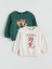 Yeni Sezon Bisiklet Yaka Baskılı Erkek Çocuk Sweatshirt 2'li 1