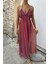 Askılı Pile Detaylı Renkli Maxi Elbise 2748 6