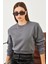 Kadın Bisiklet Yaka 3 Ip Şardonlu Basic Crop Sweatshirt 2