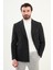 Çizgili Slim Fit Geniş Yaka Kruvaze Yün Erkek Ceket 4