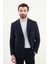 Düz Slim Fit Geniş Yaka Kruvaze Metal Düğmeli Erkek Ceket 4