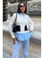 Poplin ve Denim Garnili Triko Kazak -Ekru 1