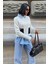 Poplin ve Denim Garnili Triko Kazak -Ekru 3
