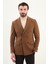 Düz Slim Fit Geniş Yaka Kruvaze Metal Düğmeli Erkek Ceket 1