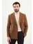 Düz Slim Fit Geniş Yaka Kruvaze Metal Düğmeli Erkek Ceket 4