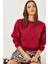 Kadın Bisiklet Yaka 3 Ip Şardonlu Basic Crop Sweatshirt 1
