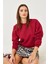 Kadın Bisiklet Yaka 3 Ip Şardonlu Basic Crop Sweatshirt 3