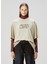 Relaxed Fit Bej Baskılı T-Shirt 1