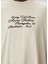Relaxed Fit Bej Baskılı T-Shirt 6