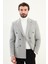 Çizgili Slim Fit Geniş Yaka Kruvaze Yün Erkek Ceket 4