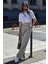 Gri Çift Bel Bantlı Wide Leg Kadın Pantolon MG2551 3