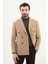 Düz Slim Fit Geniş Yaka Kruvaze Metal Düğmeli Erkek Ceket 4