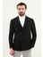 Düz Slim Fit Geniş Yaka Kruvaze Metal Düğmeli Erkek Ceket 1