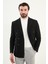 Düz Slim Fit Geniş Yaka Kruvaze Metal Düğmeli Erkek Ceket 4